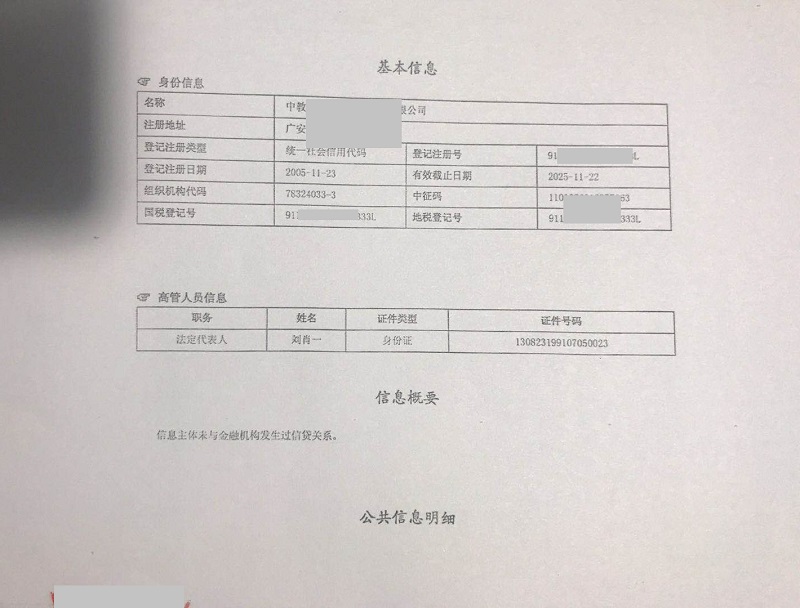 借款企业征信